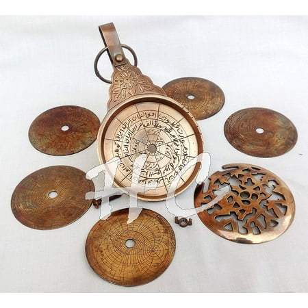 18/'/' Large Antique Brass Astrolabe Arabic Globe Navigation Astrological Calendar